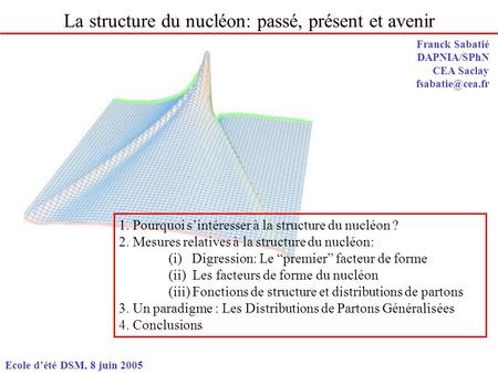 La structure du nucléon: passé, présent et avenir