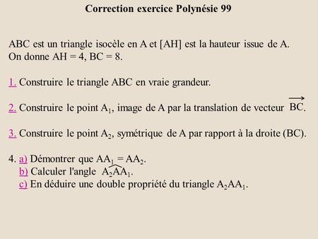 Correction exercice Polynésie 99
