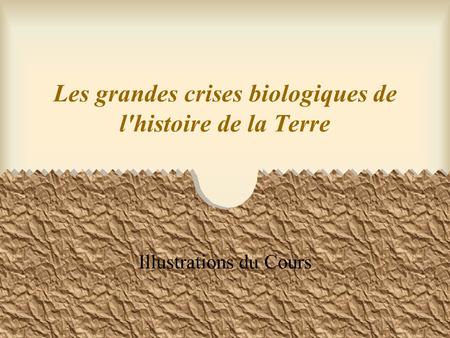 Les grandes crises biologiques de l'histoire de la Terre