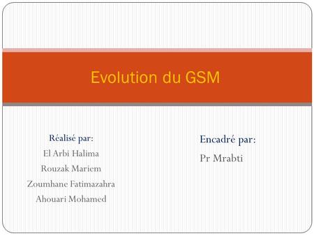 Evolution du GSM Encadré par: Pr Mrabti Réalisé par: El Arbi Halima