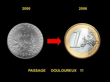 2000 2006 PASSAGE DOULOUREUX !!!. + 85%0,85 euro 3 francs ( 0,46 euro)‏ Écart 20062000 BAGUETTE.