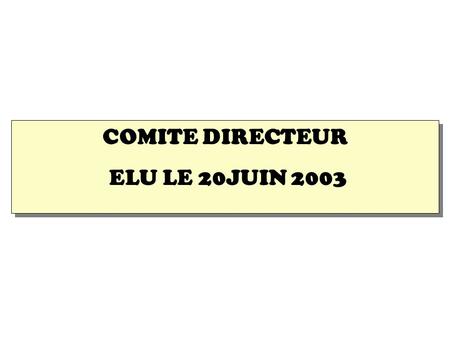 COMITE DIRECTEUR ELU LE 20JUIN 2003 COMITE DIRECTEUR ELU LE 20JUIN 2003.