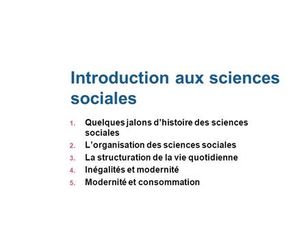 Introduction aux sciences sociales