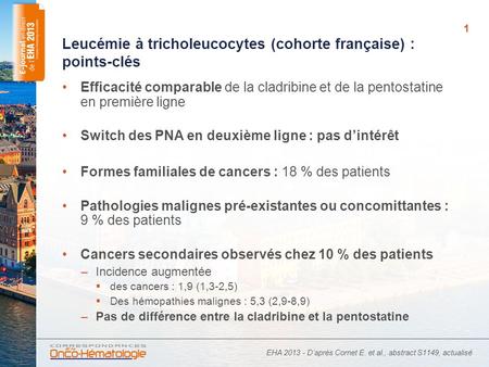 Leucémie à tricholeucocytes (cohorte française) : points-clés