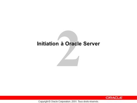Initiation à Oracle Server