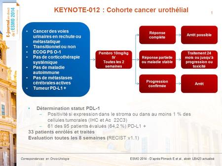 KEYNOTE-012 : Cohorte cancer urothélial