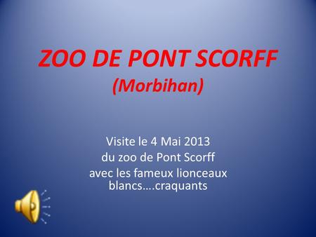 ZOO DE PONT SCORFF (Morbihan) Visite le 4 Mai 2013 du zoo de Pont Scorff avec les fameux lionceaux blancs….craquants.