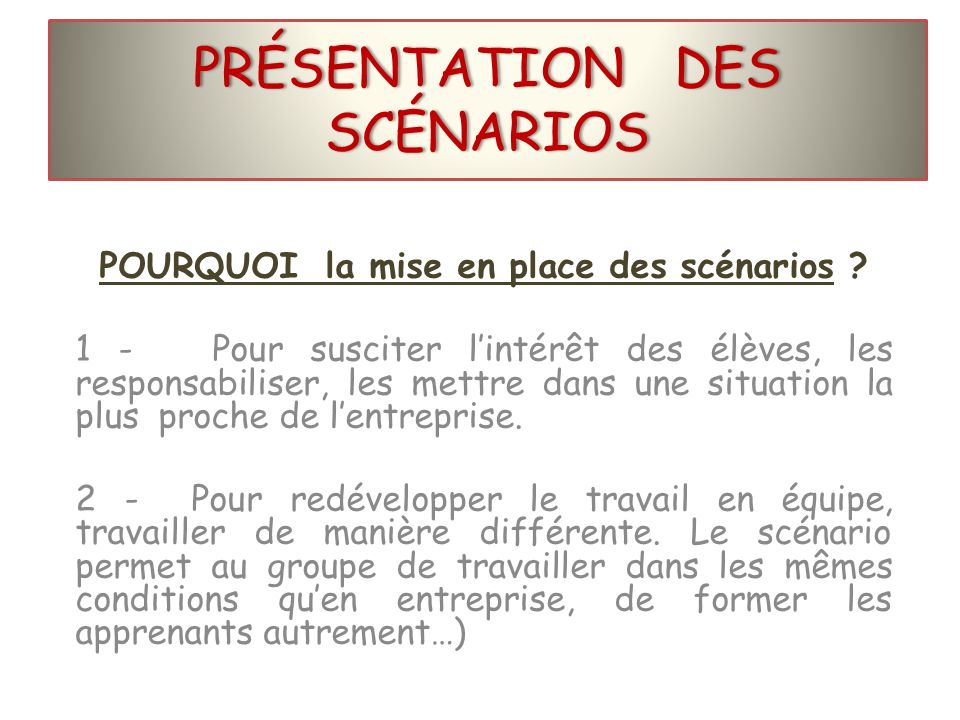 Presentation Des Scenarios Ppt Video Online Telecharger