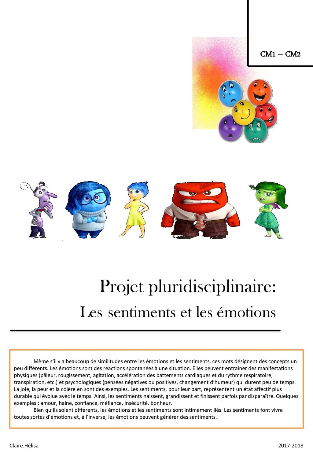 Projet Pluridisciplinaire Les Sentiments Et Les Emotions Ppt Telecharger