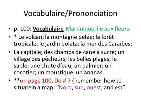 Vocabulaire/Prononciation