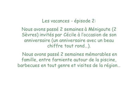 Les vacances - épisode 2: