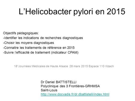 L’Helicobacter pylori en 2015