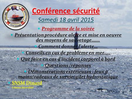 Conférence sécurité Samedi 18 avril 2015