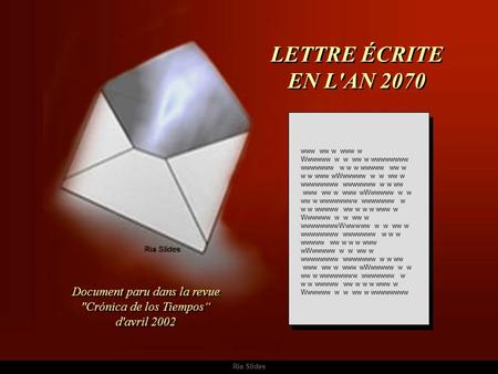 LETTRE ÉCRITE EN L'AN 2070 Document paru dans la revue
