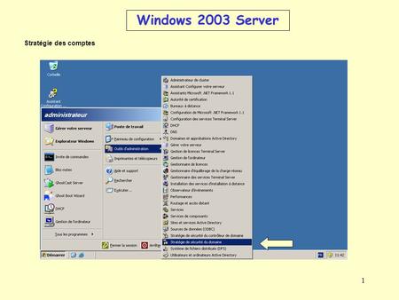 1 Windows 2003 Server Stratégie des comptes. 2 Windows 2003 Server Il faut tenir compte de ces 3 paramètres.