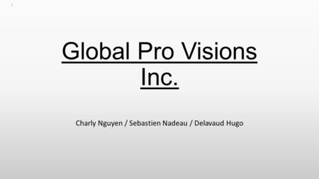 Global Pro Visions Inc. Charly Nguyen / Sebastien Nadeau / Delavaud Hugo 1.