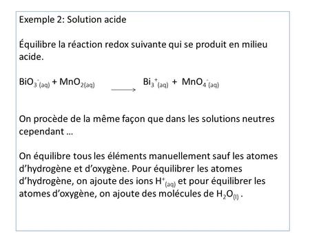 Exemple 2: Solution acide