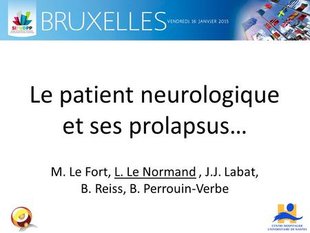 Le patient neurologique et ses prolapsus… M. Le Fort, L. Le Normand , J.J. Labat, B. Reiss, B. Perrouin-Verbe.