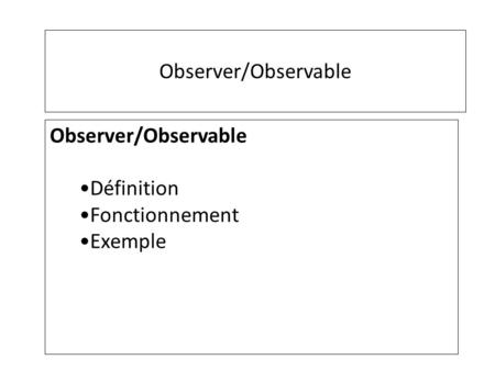 Observer/Observable Définition Fonctionnement Exemple.