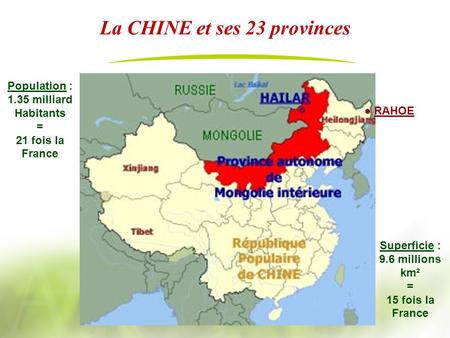 La CHINE et ses 23 provinces