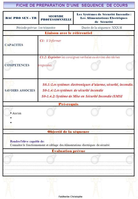 FICHE DE PREPARATION D’UNE SEQUENCE DE COURS