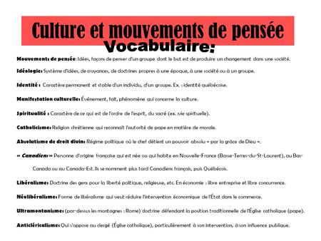 Culture et mouvements de pensée