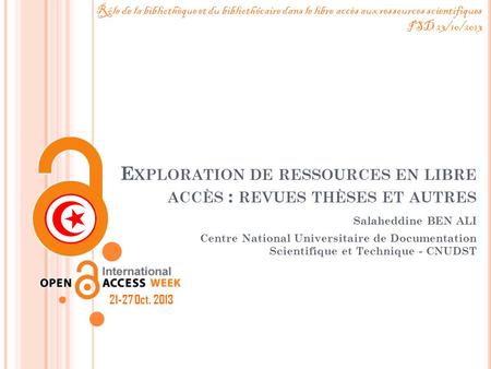 Exploration de ressources en libre accès : revues thèses et autres