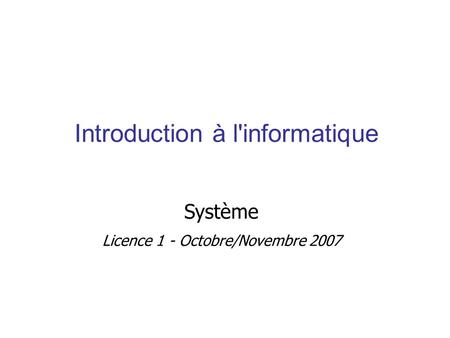 Introduction à l'informatique