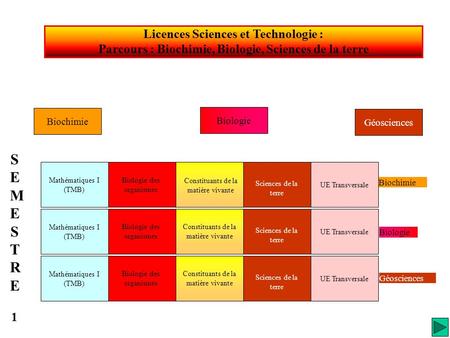 SEMESTRE 1 Licences Sciences et Technologie :