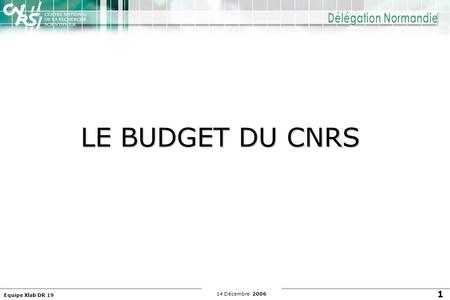 LE BUDGET DU CNRS.