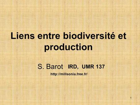 Liens entre biodiversité et production