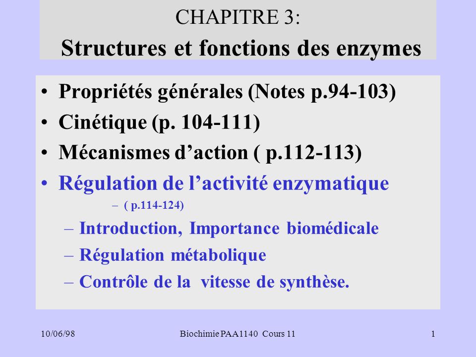 structure et fonction des enzymes