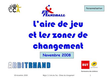 1 Novembre 2008 L’aire de jeu et Les zones de changement Règle 1 L'aire de Jeu - Zones de changementV2-novembre 2008 Personnalisation.