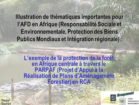 Parpaf Sept 04 Illustration de thématiques importantes pour l’AFD en Afrique (Responsabilité Sociale et Environnementale, Protection des Biens Publics.