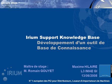 Irium Support Knowledge Base. Développement d’un outil de