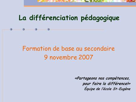 La différenciation pédagogique