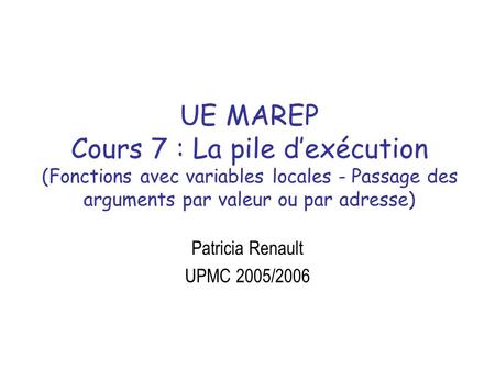 Patricia Renault UPMC 2005/2006