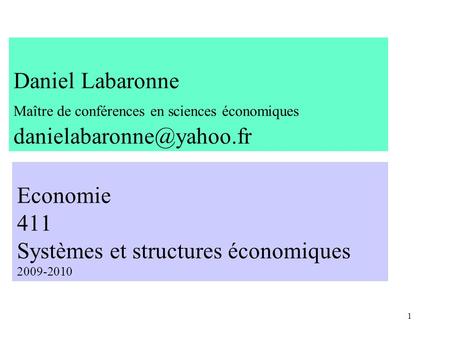 Economie 411 Systèmes et structures économiques