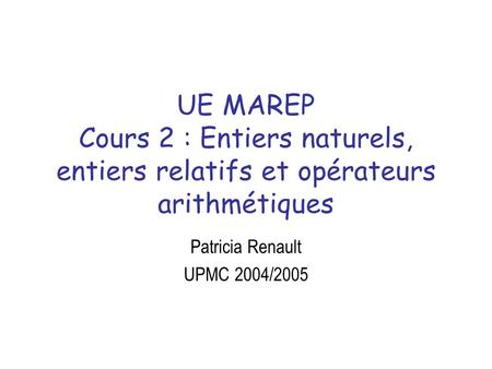 Patricia Renault UPMC 2004/2005