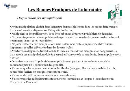 Les Bonnes Pratiques de Laboratoire