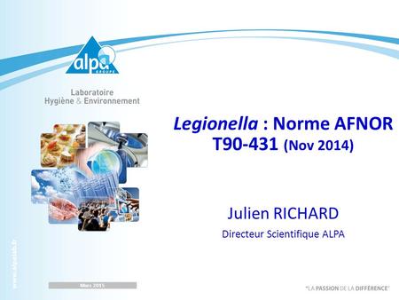 Legionella : Norme AFNOR T (Nov 2014)