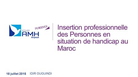 Insertion professionnelle des Personnes en situation de handicap au Maroc IDIR OUGUINDI.