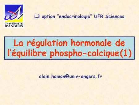 La régulation hormonale de l’équilibre phospho-calcique (1)