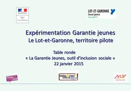 Expérimentation Garantie jeunes