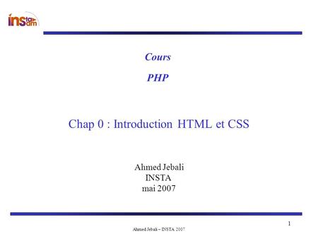 Chap 0 : Introduction HTML et CSS