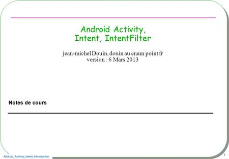 Android Activity, Intent, IntentFilter
