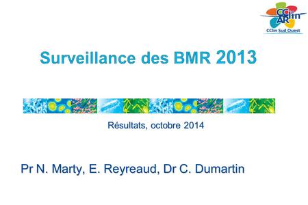 Pr N. Marty, E. Reyreaud, Dr C. Dumartin Résultats, octobre 2014.