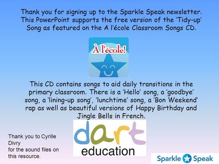Thank you for signing up to the Sparkle Speak newsletter