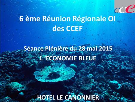 6 ème Réunion Régionale OI des CCEF Séance Plénière du 28 mai 2015 L ‘ECONOMIE BLEUE HOTEL LE CANONNIER.