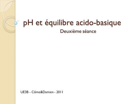 pH et équilibre acido-basique